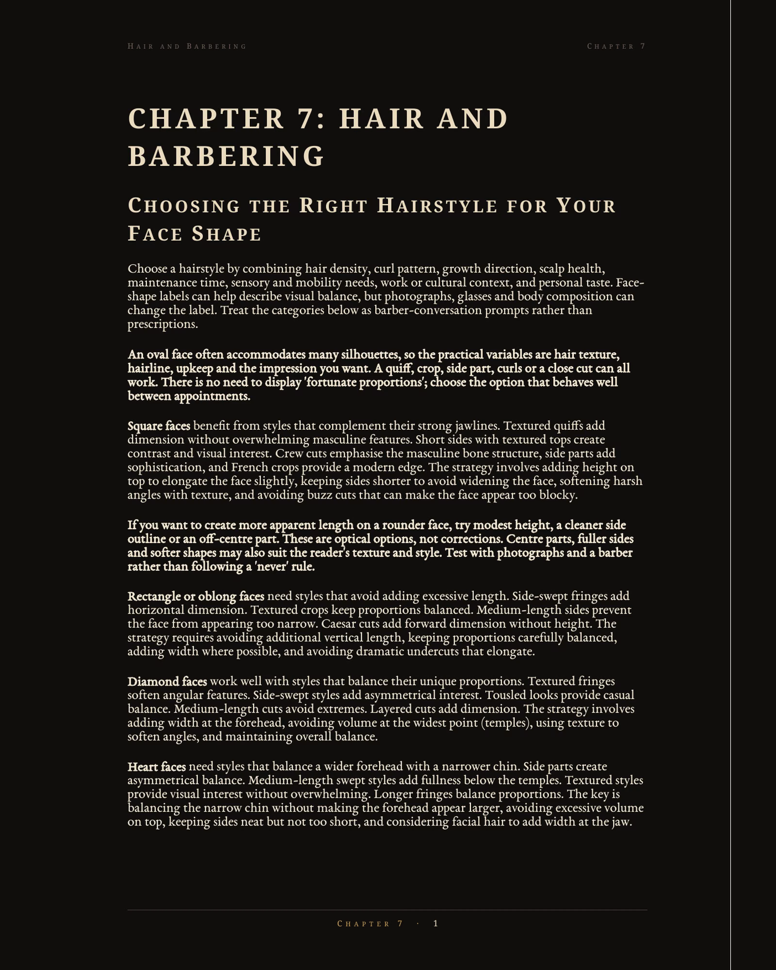 Chapter VII opening page showing running heads, heading hierarchy and typeset body